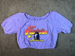 VTG Hysteric Glamour Purple Dreams Burn Down Cropped Puff Sleeve Top One Size